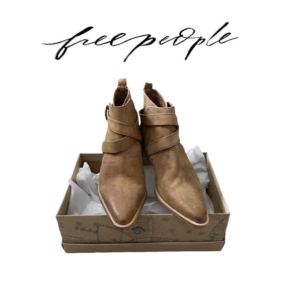Free People Back Loop Ankle Boot in Washed Tan - Picture 1 of 13